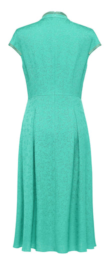 Silk Flower Brocade Dress | Green