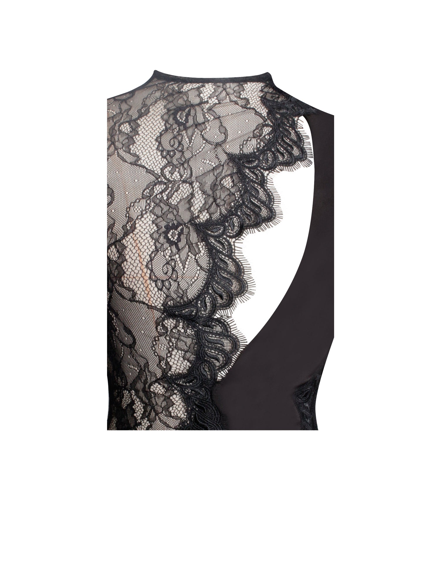 Weslyn Satin Lace High Slit Dress | Black