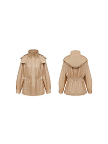 Hooded Waist Belt Coat | Khaki