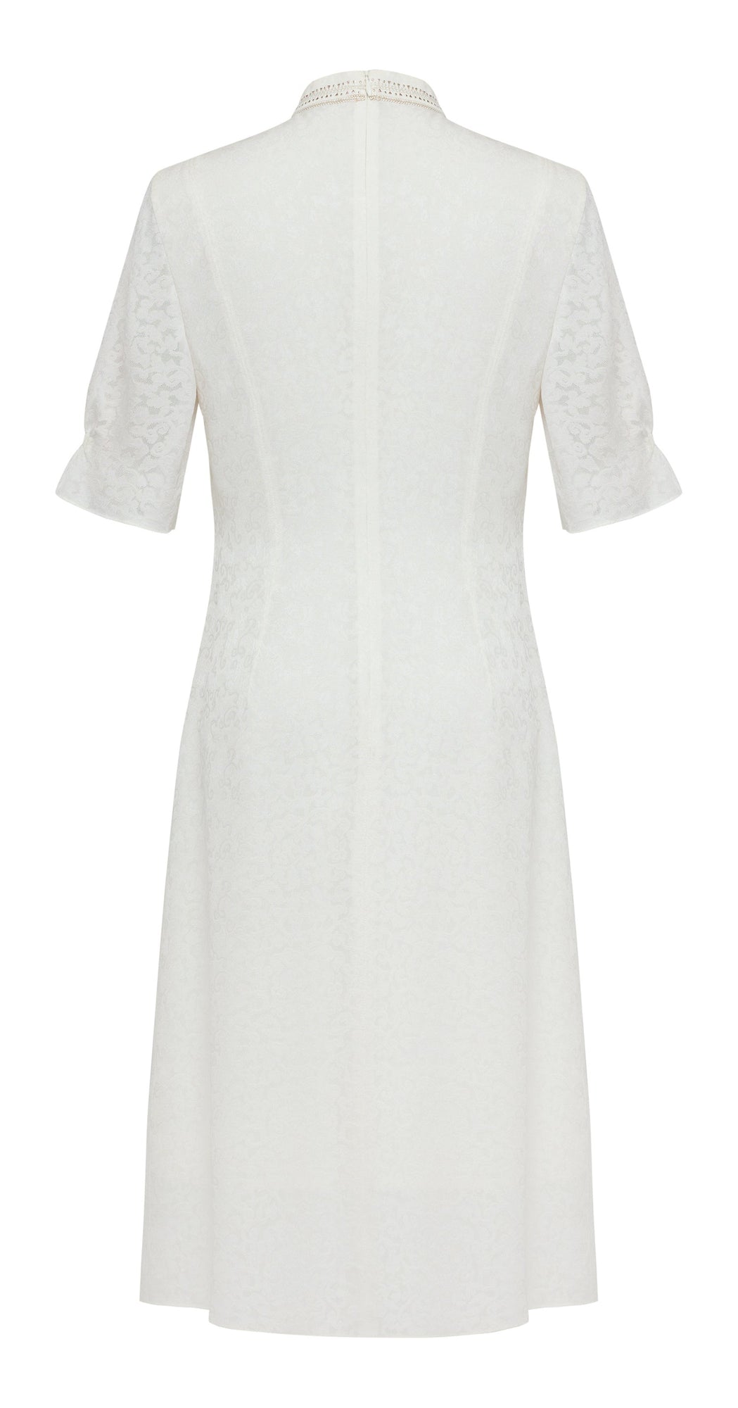 Silk Flower Brocade Dress | White