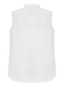 Silk-Cotton Sleeveless Shirt | White