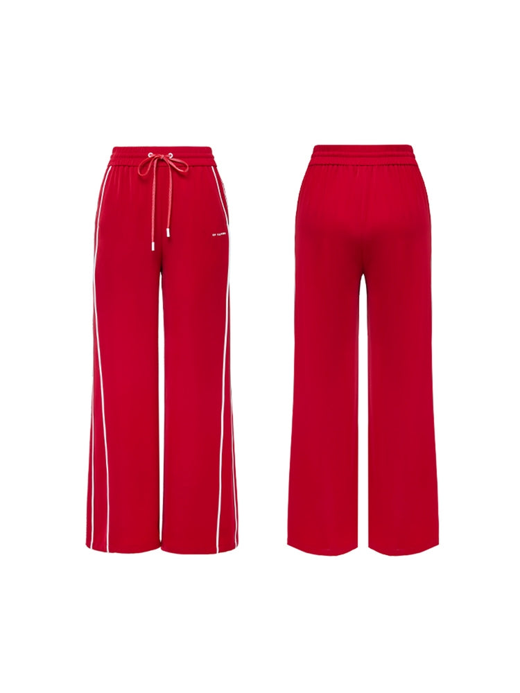 High-Waisted Wide-Leg Pants | Red