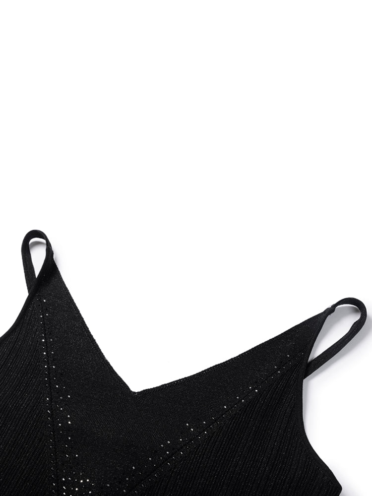 V-neck Knitted Vest | Black