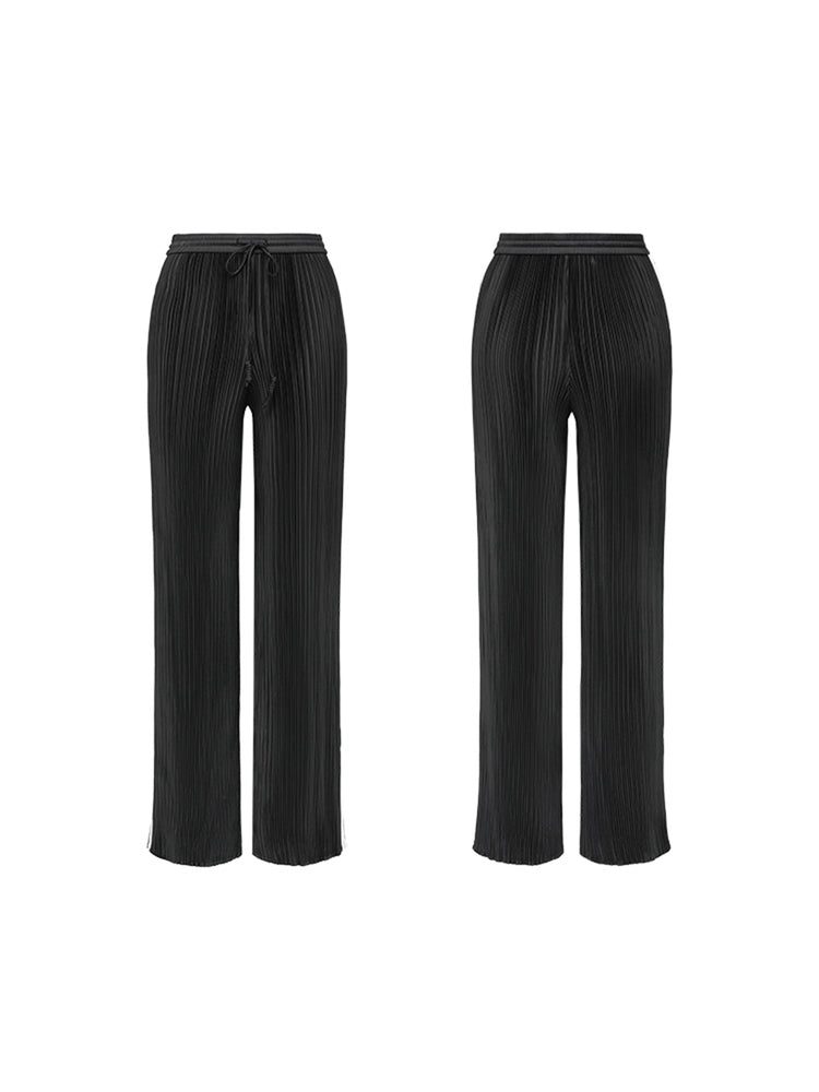 Wide-Leg Straight Pants | Black