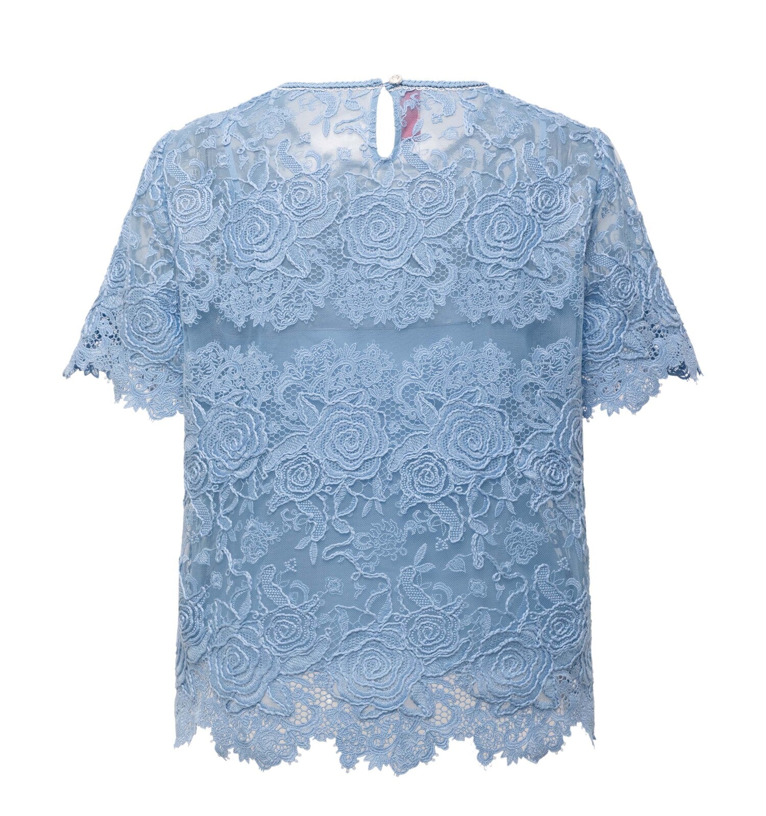 Water-soluble Lace Short-sleeve Top | Blue