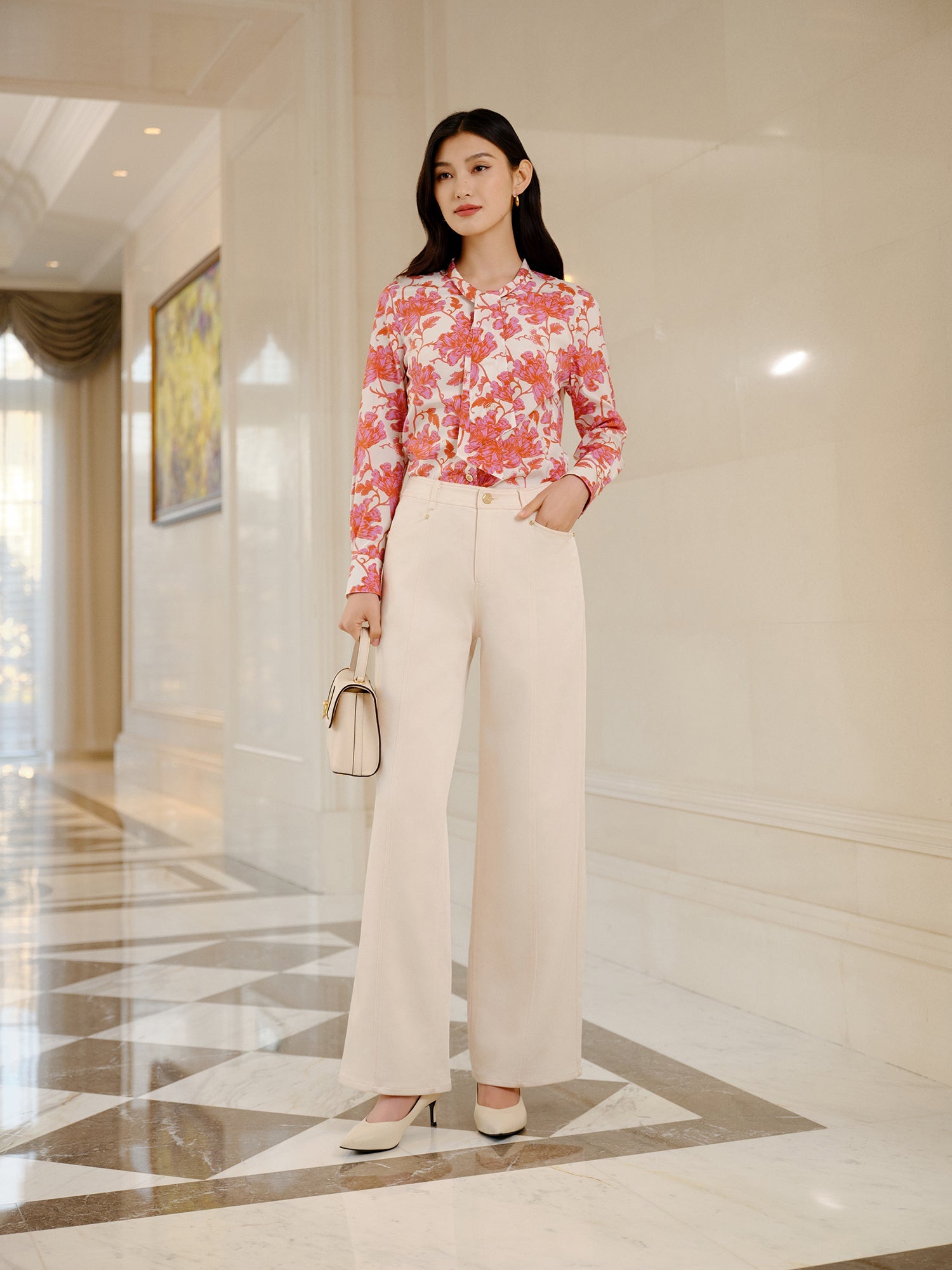 Printed Silk Shirt | Pink