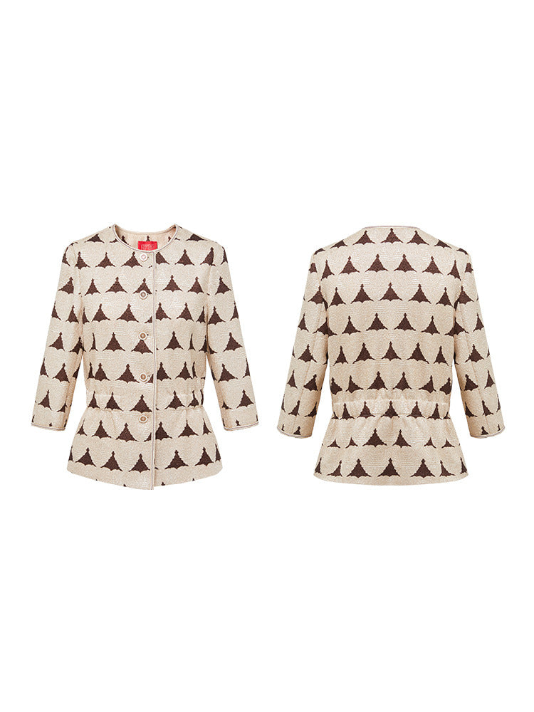waist-cinching fitted jacket top | Beige
