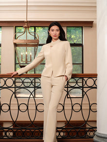 Modified Chinese Cross-Collar Jacket | Beige