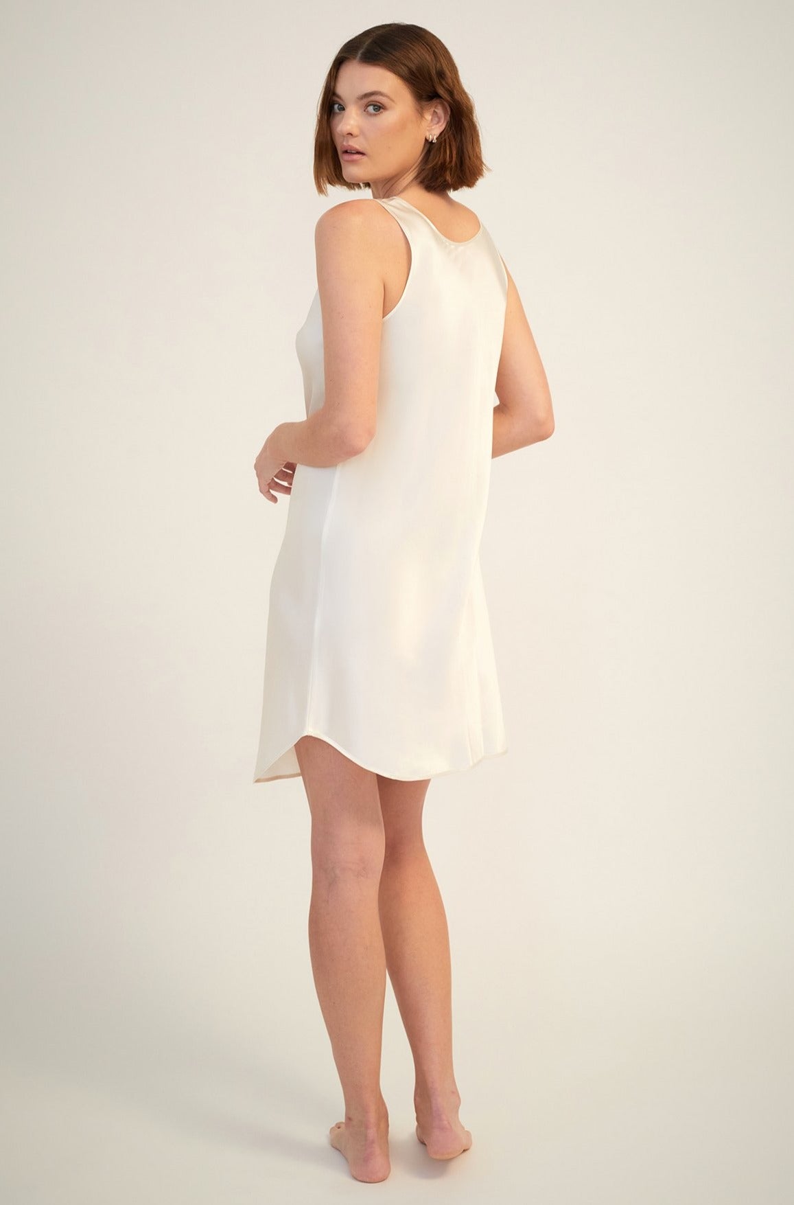 Silk Embroidered Chemise | Creme