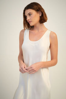 Silk Embroidered Chemise | Creme