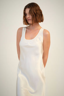 Silk Embroidered Slip | Creme