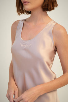 Silk Embroidered Slip | Pearl