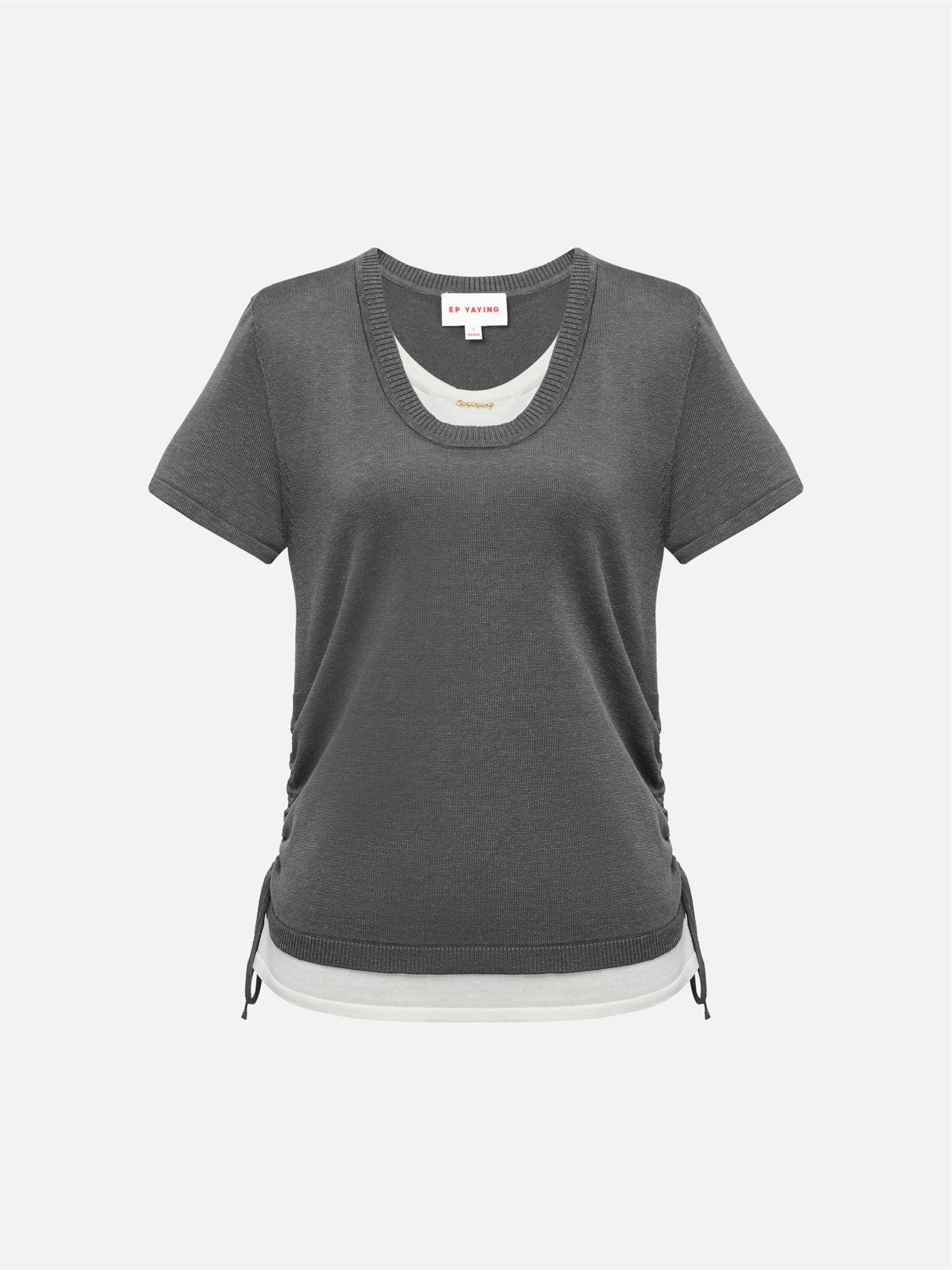 Linen Blend Crew Neck T-Shirt | Grey