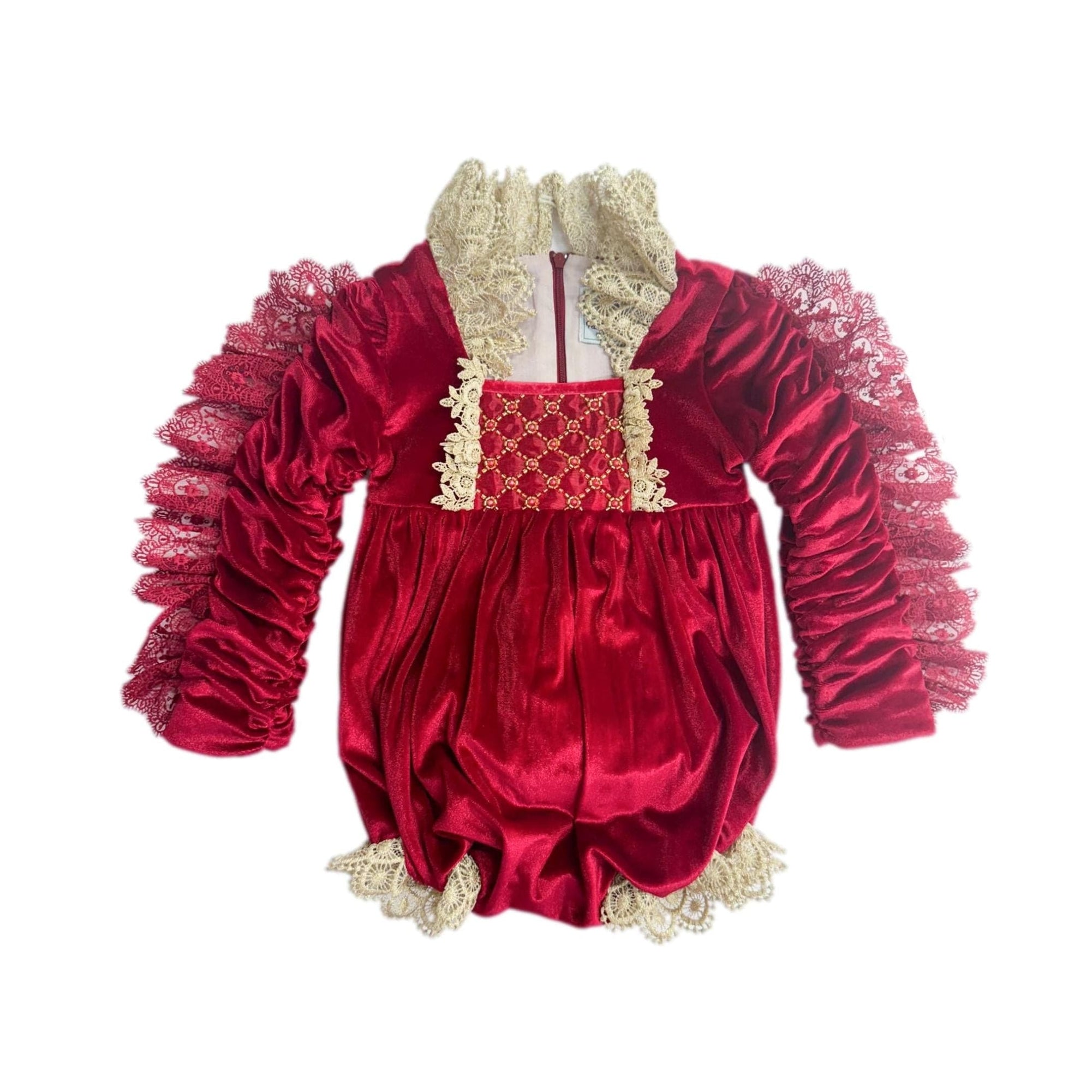 Baby Girls | Victoria Velvet Romper | Red