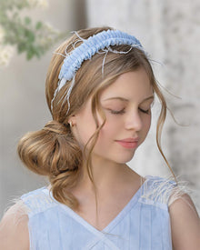Skylar Tulle Ruffle Headband | Blue