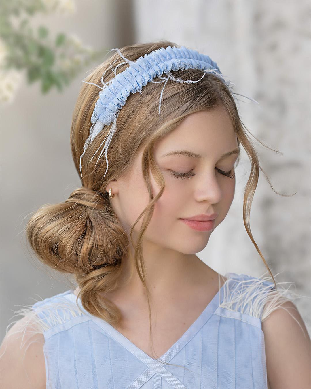 Skylar Tulle Ruffle Headband | Blue
