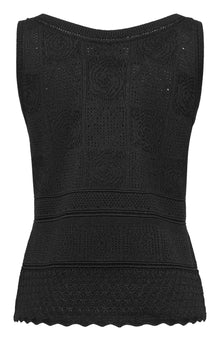 Mulberry Silk Openwork Vest Camisole | Black