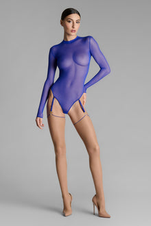 Cut And Curled Back Seamed Stockings - 20D | Blue