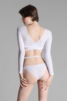Long Sleeves Wrap Top - La Femme Amazone | White