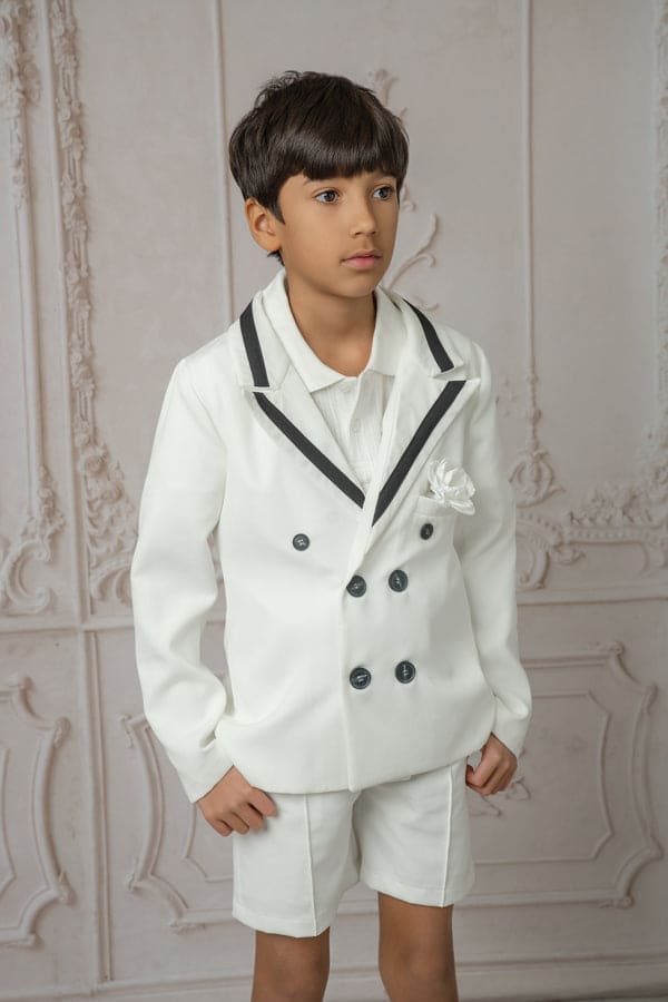 Baby Boys | Alex Blazer With Contrast Line | White & Black