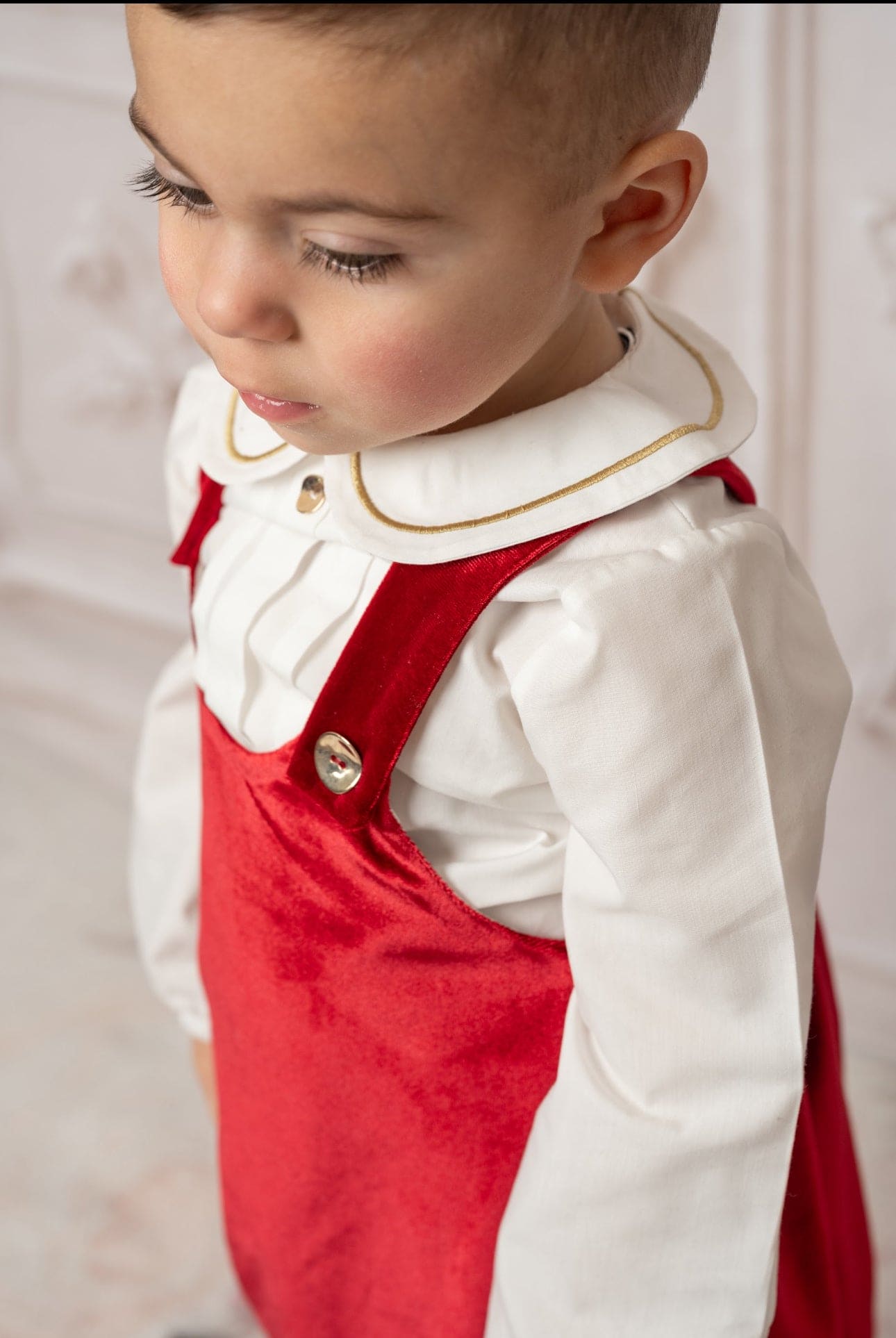 Baby Boys | Victor Ceremony Romper and Shirt | White x Red