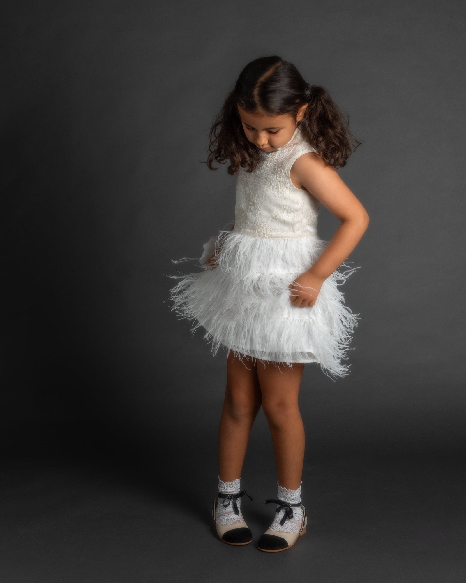 Baby Girls | Eliza Feather Dress | Ivory