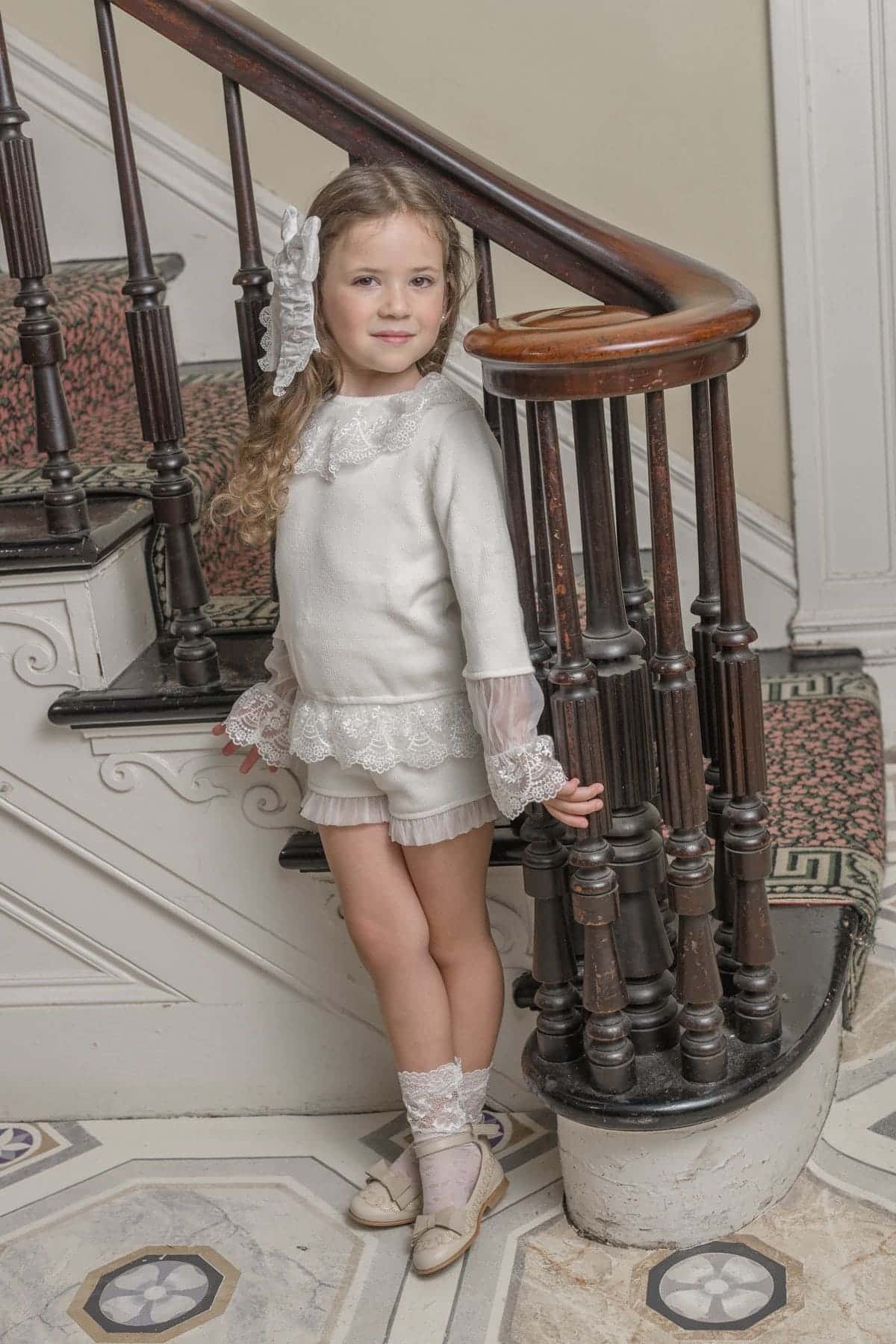 Baby Girls | Emma Cotton and Lace Top and Shorts Set | White