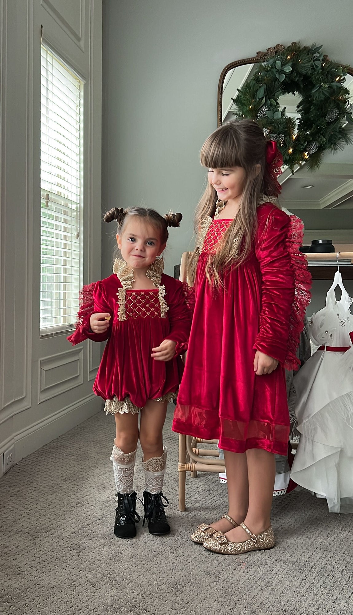 Baby Girls | Victoria Velvet Romper | Red