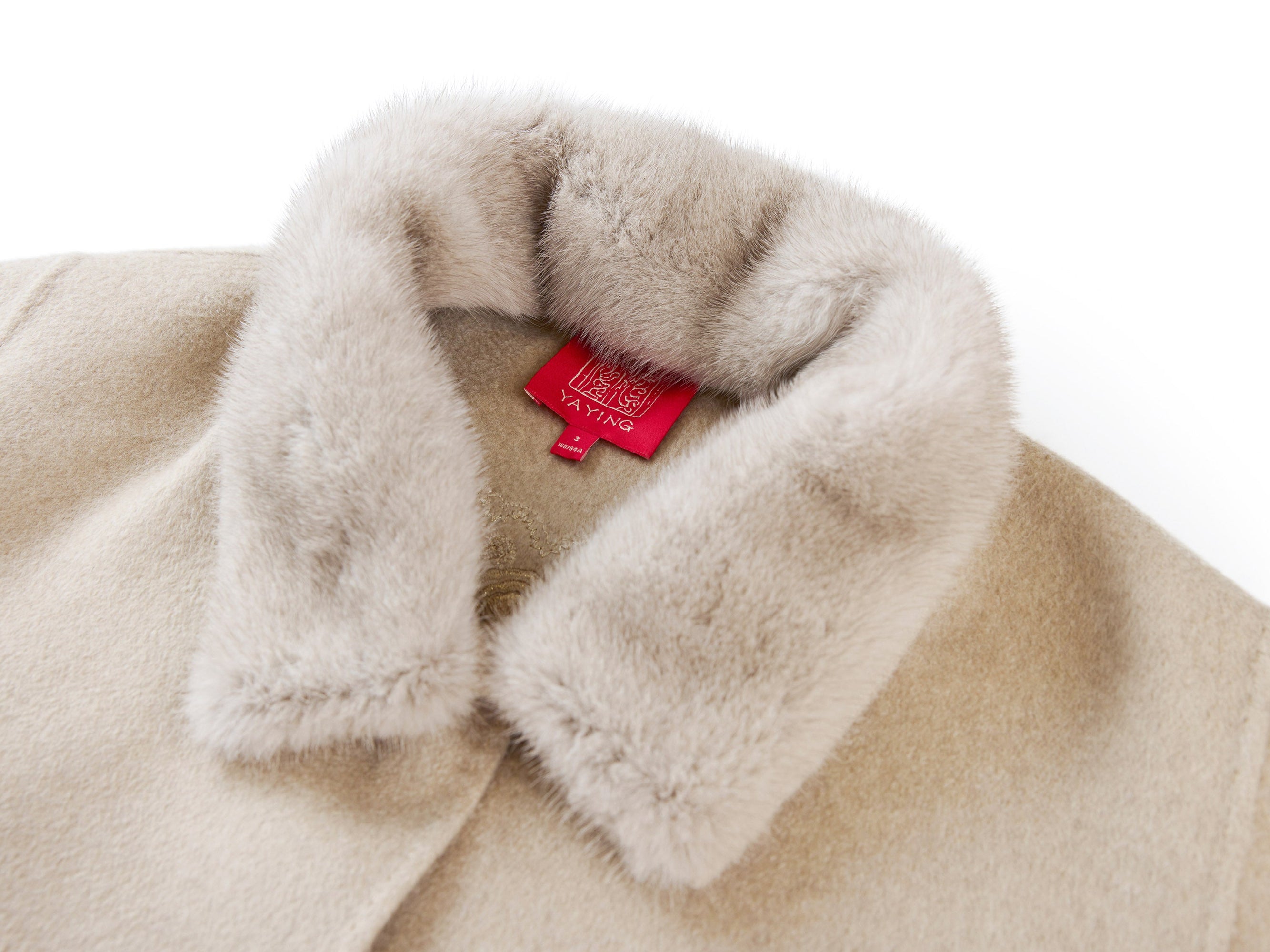 Cape-Style Fur-Collar Cashmere Coat | Camel