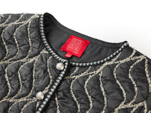 Round Neck Boxy Quilted Cotton Coat | Grey