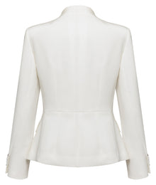 Silk Waist-Defining Blazer Coat | White