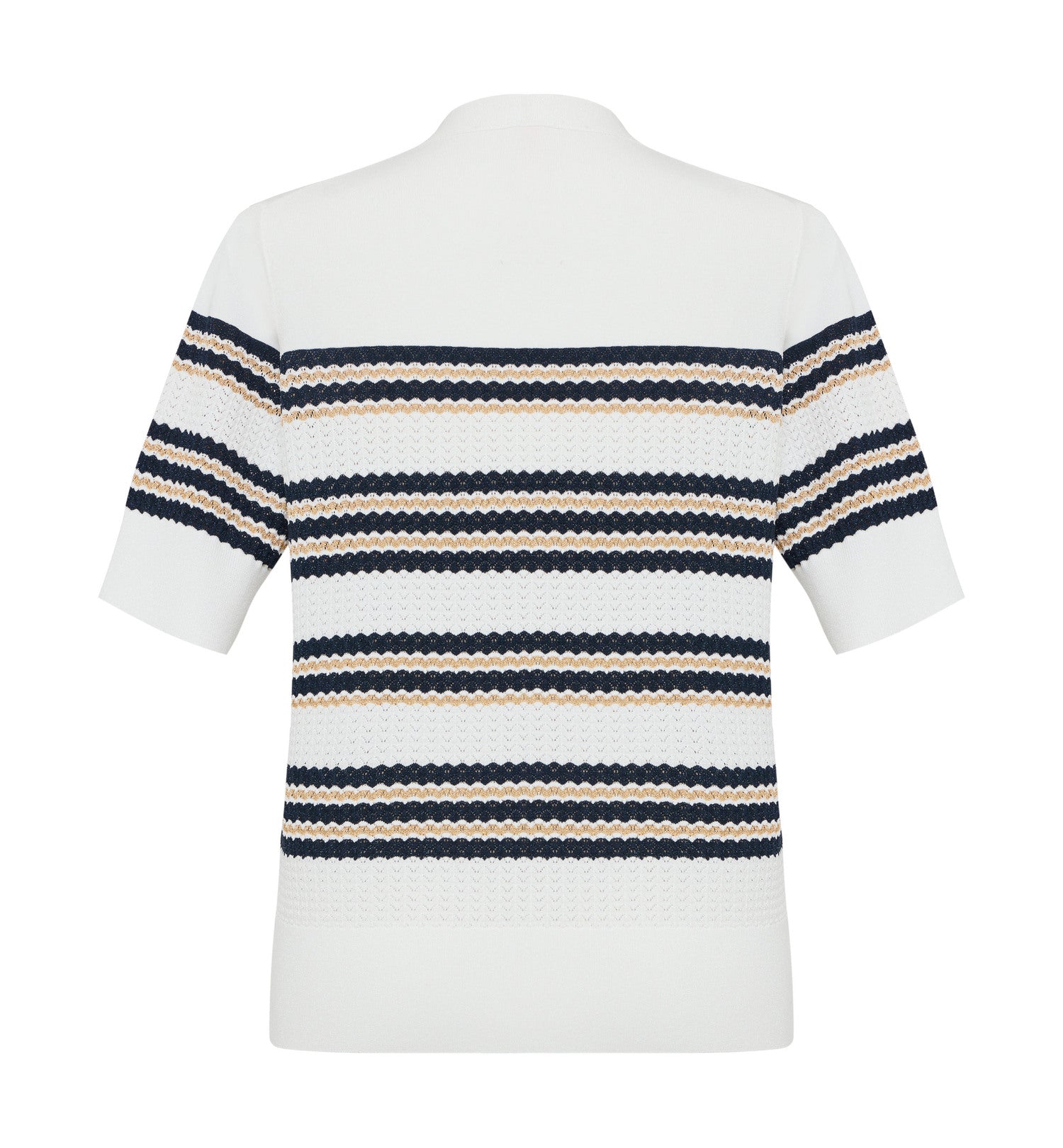 Silk-Viscose Striped Knit Cardigan | White