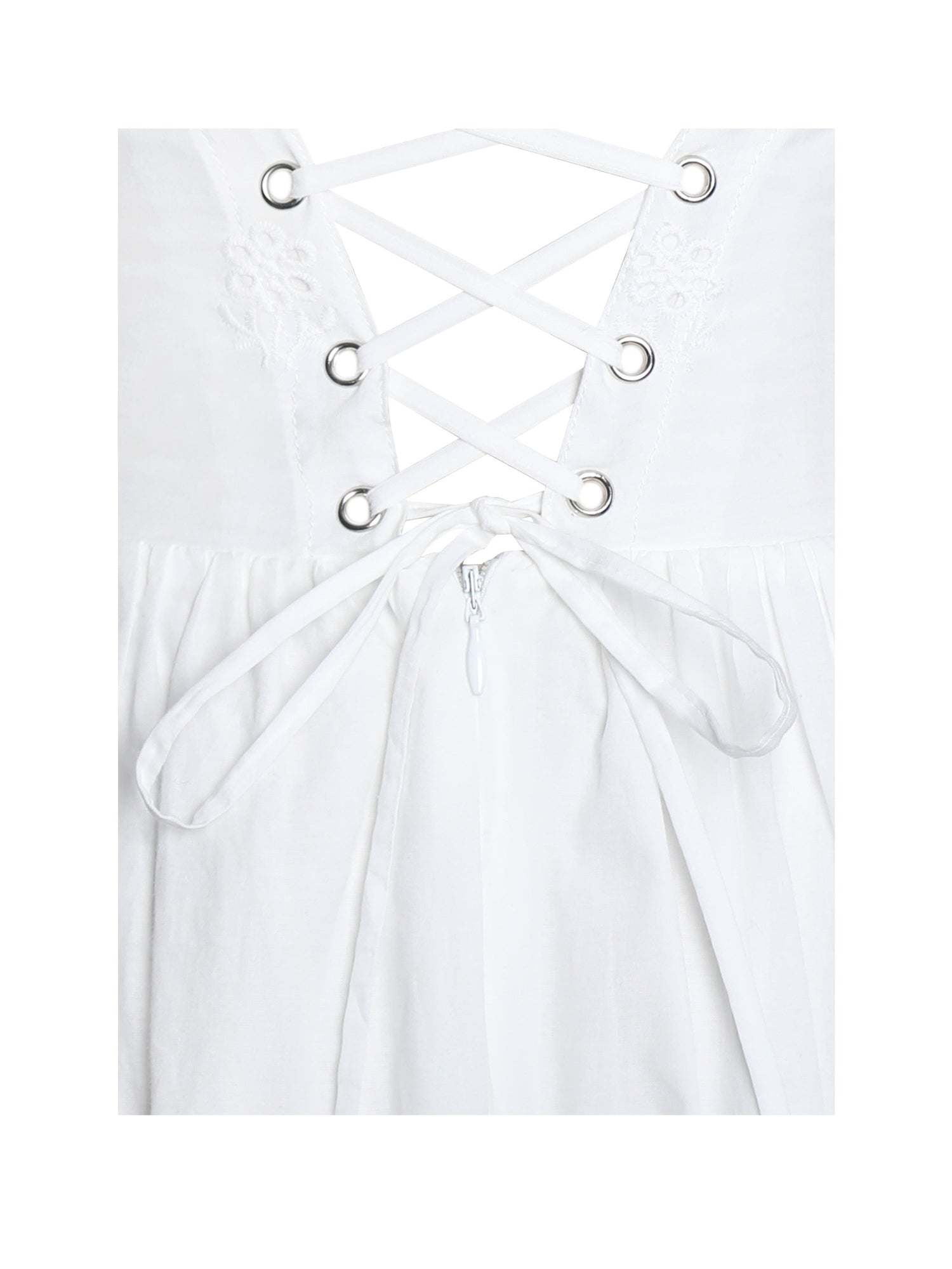 Oberon Cotton Eyelet Lace-Up Back Maxi Dress | White