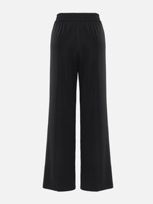 Satin Contrast Wide Leg Pants | Black