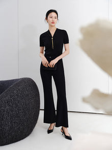 Short Sleeve Knit Sweater | Black