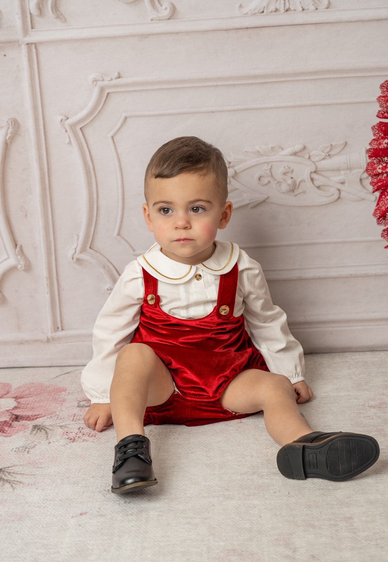 Baby Boys | Victor Ceremony Romper and Shirt | White x Red