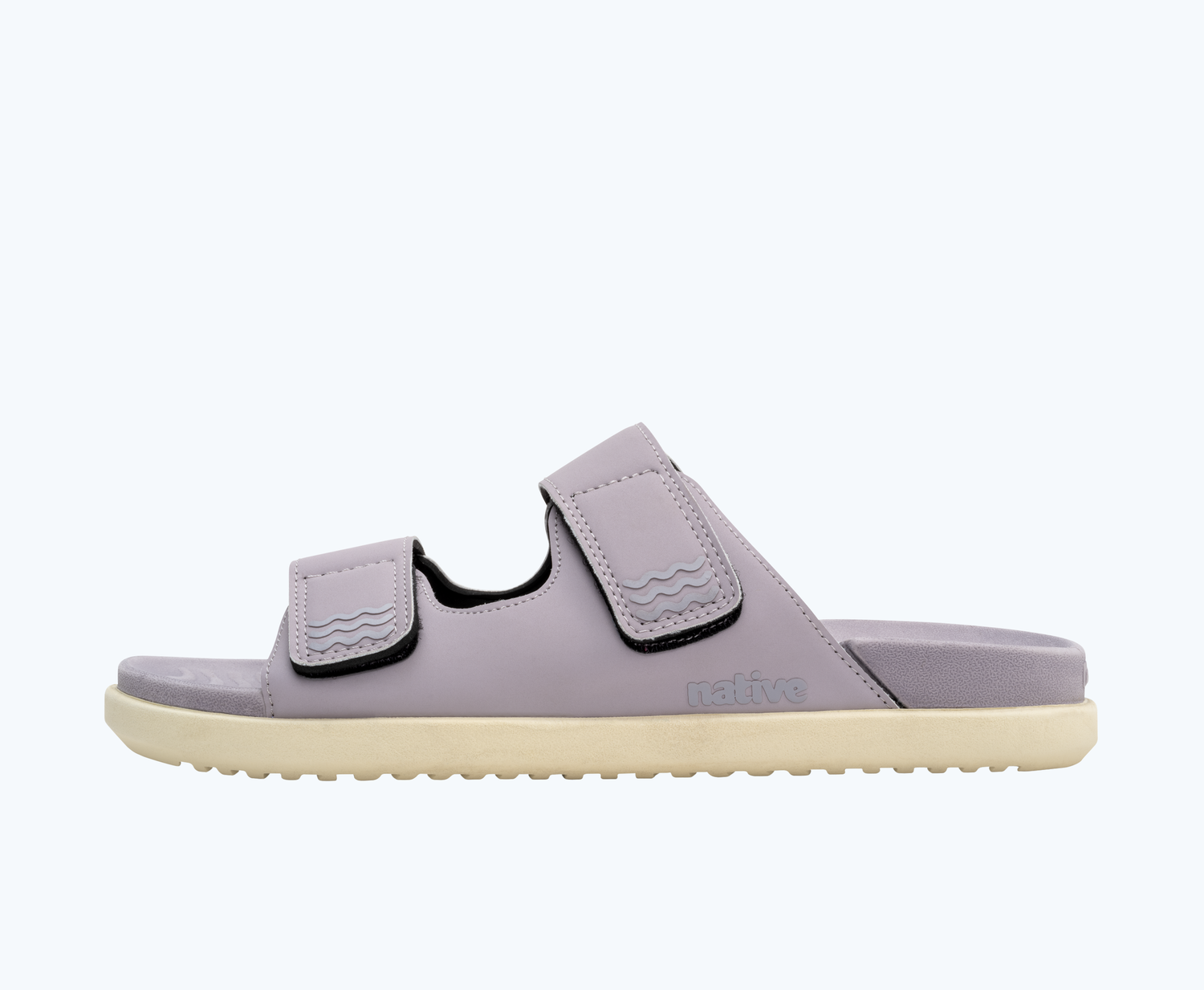Side view of a Native Shoes Adults Frankie Sugarlite | Dusk Purple/ Bone White Footwear