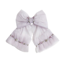 Ariel Rhinestone and Tulle Hair Bow | White