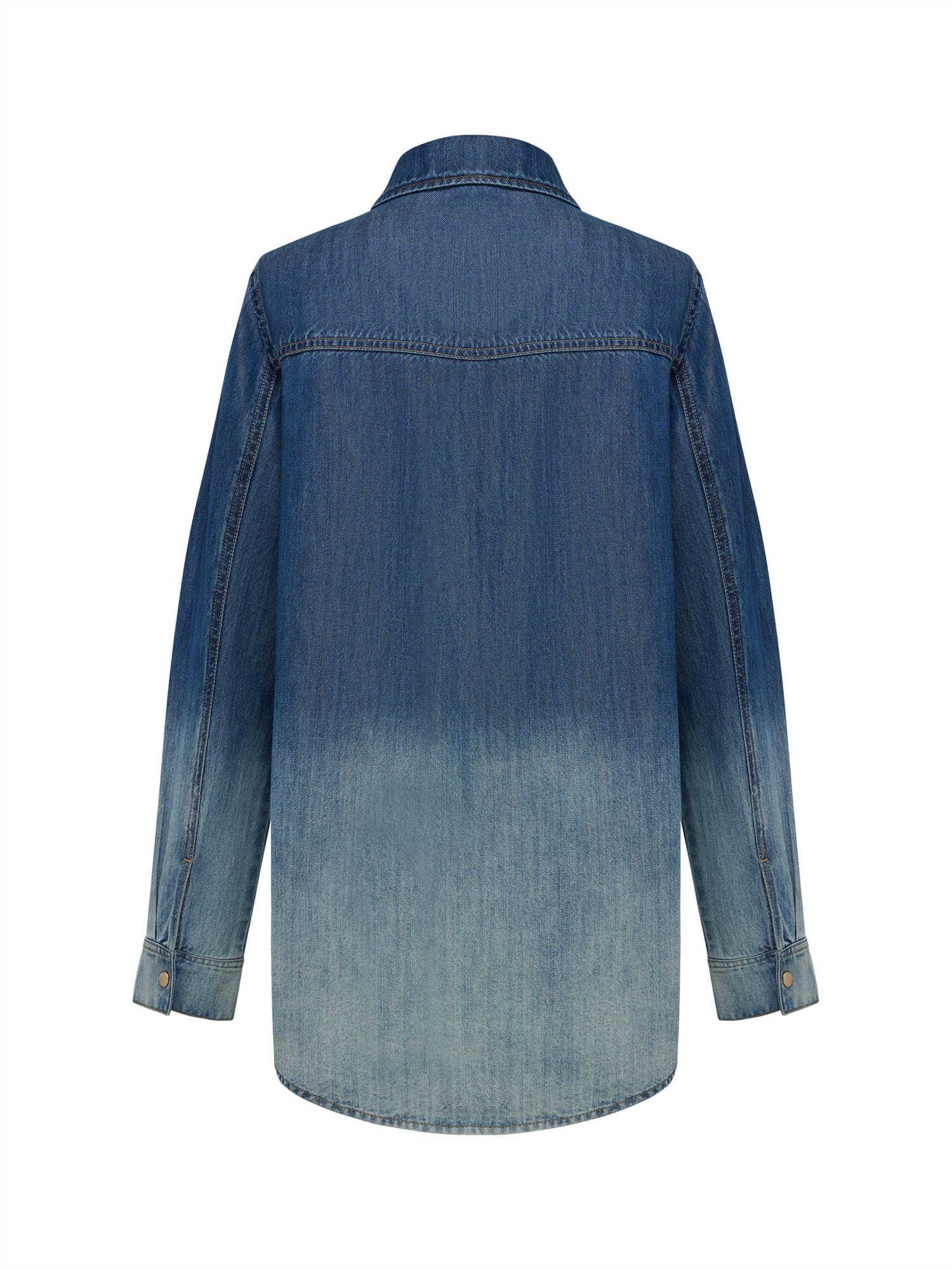Rhinestone Embellished Denim Shirt | Navy