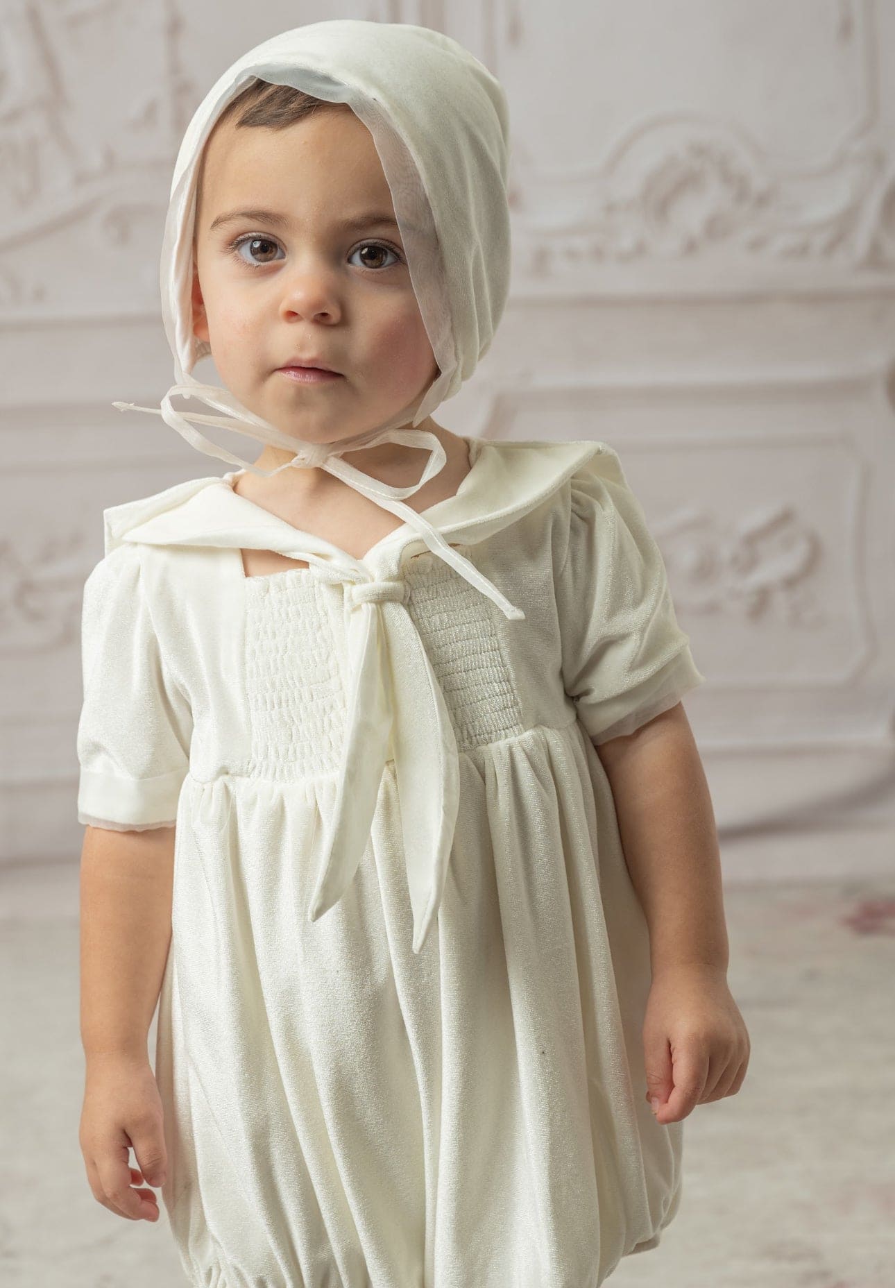 Baby Unisex | Helenus Velour Romper | Ivory