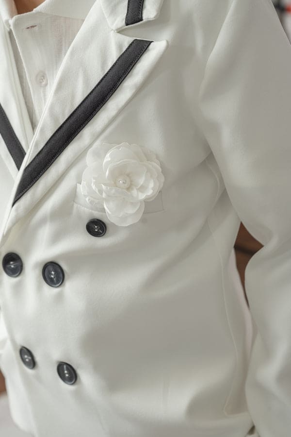 Baby Boys | Alex Blazer With Contrast Line | White & Black