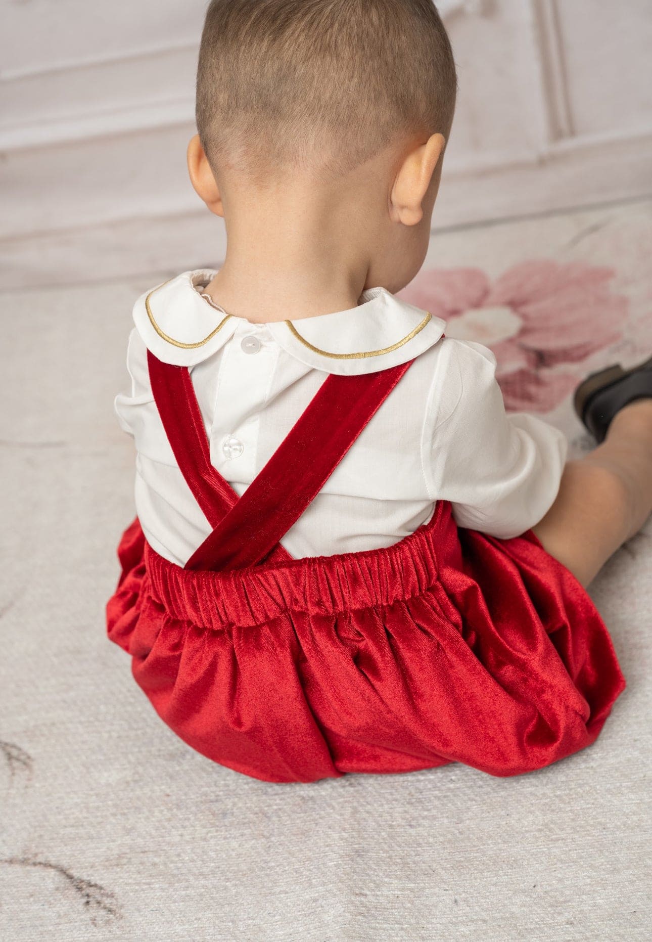Baby Boys | Victor Ceremony Romper and Shirt | White x Red