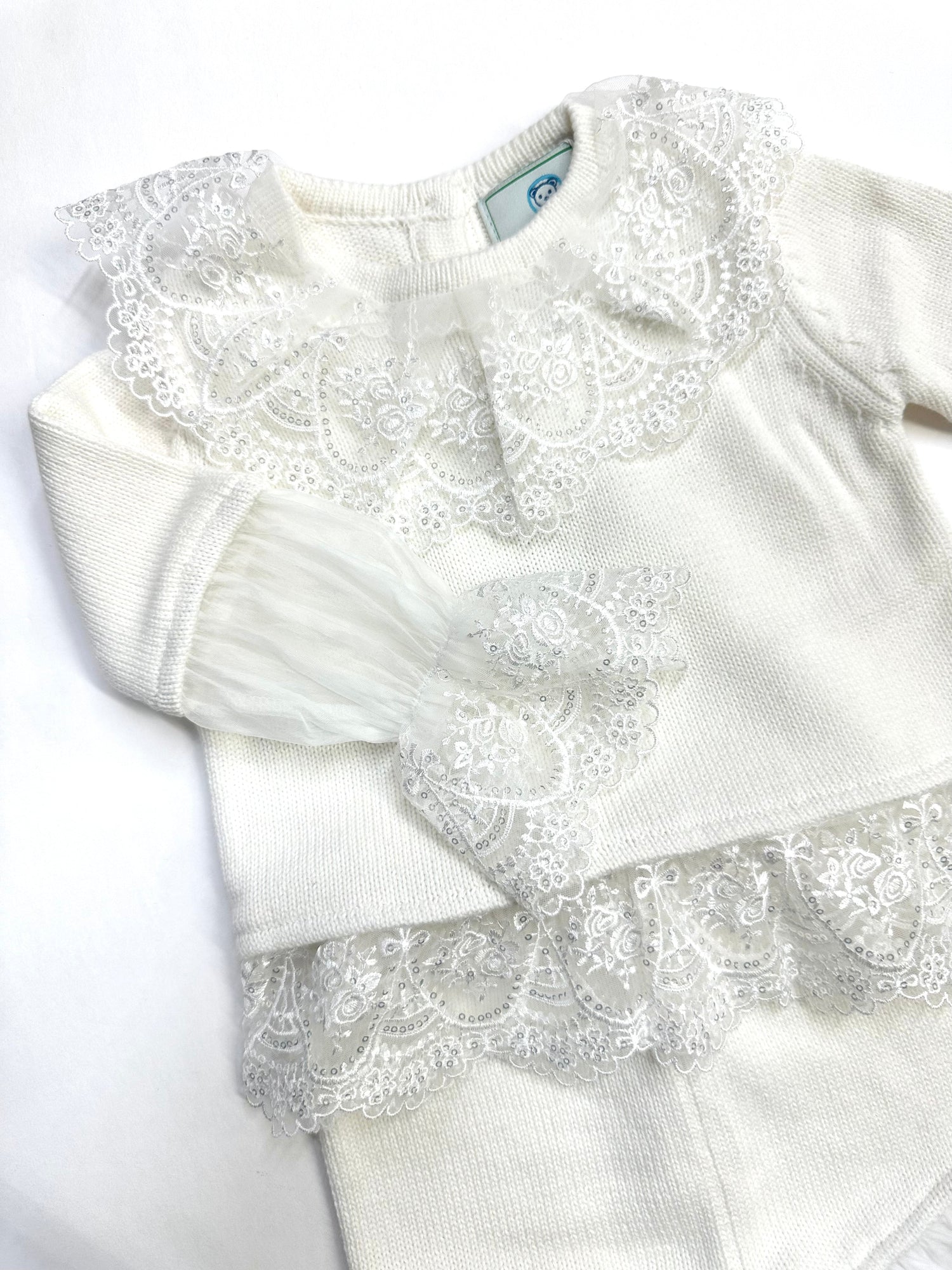 Baby Girls | Emma Cotton and Lace Top and Shorts Set | White