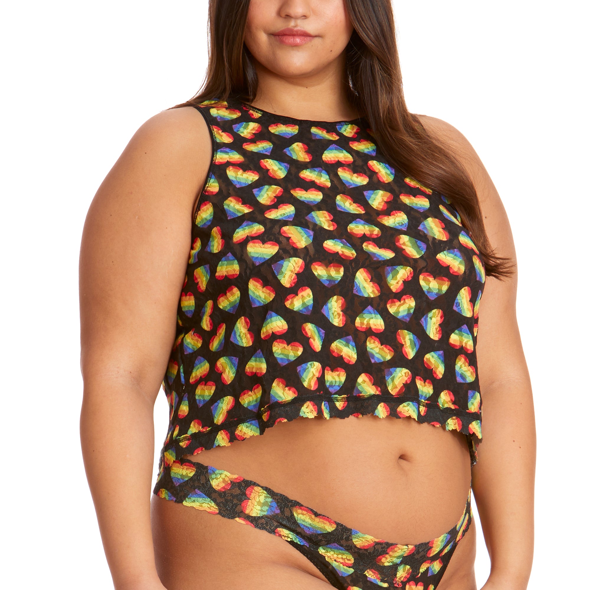 Plus Size Signature Lace Crop Cami | Black Multi