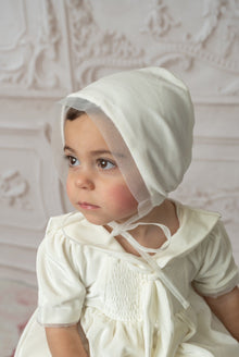 Helenus Ivory Velour Bonnet - Petite Maison Kids