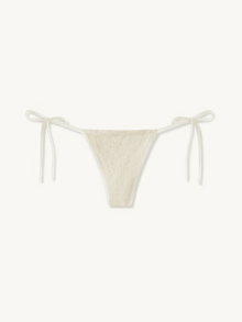 Mia Knitted String Bikini Bottom | Ivory Sequin