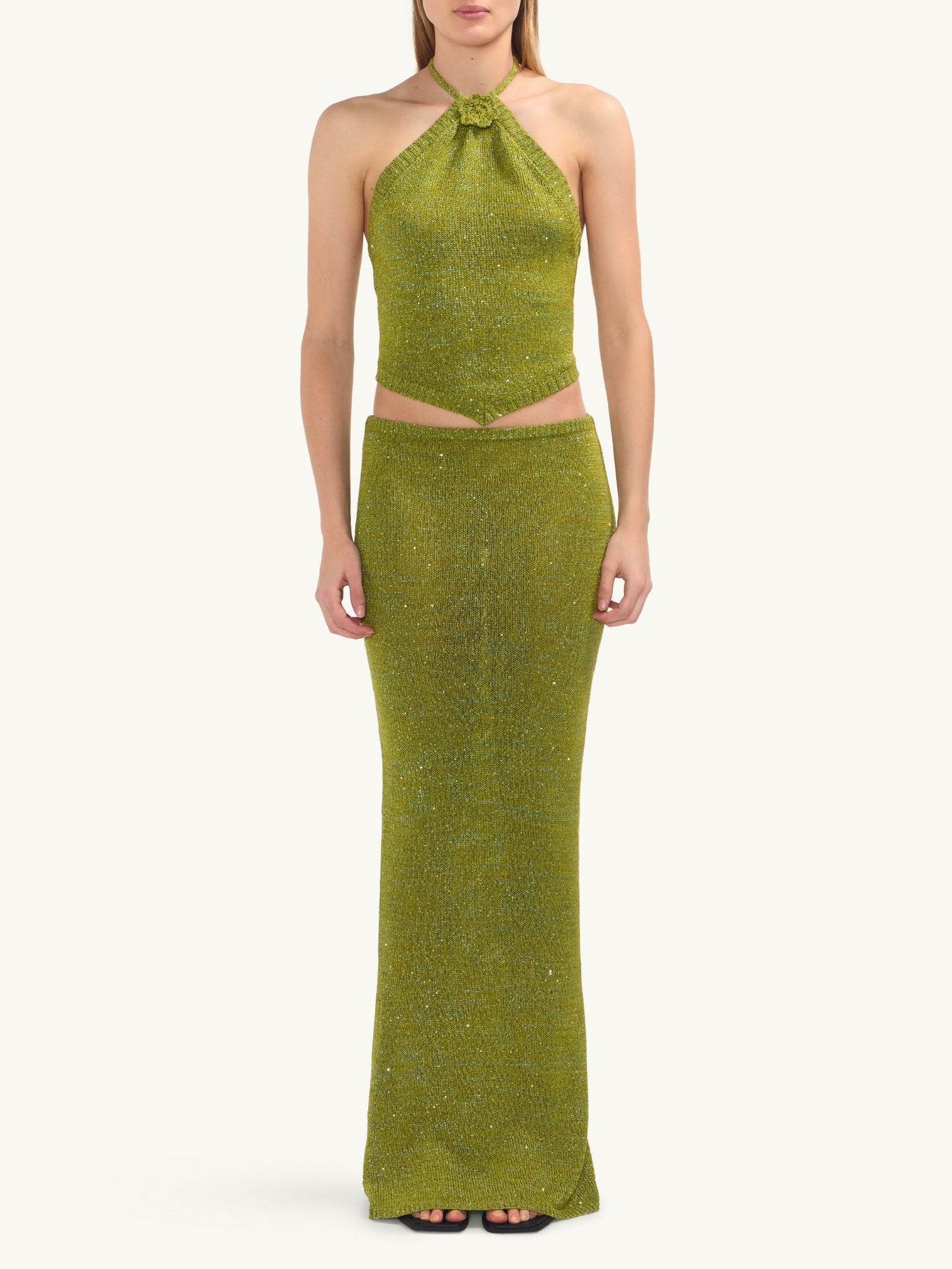 Teresa Scarf Top | Olive Oil Sequin