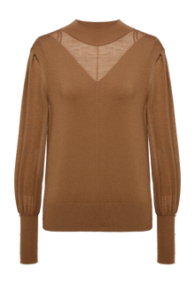 Crewneck Knit Top | Brown