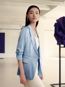Silk Blazer | Blue