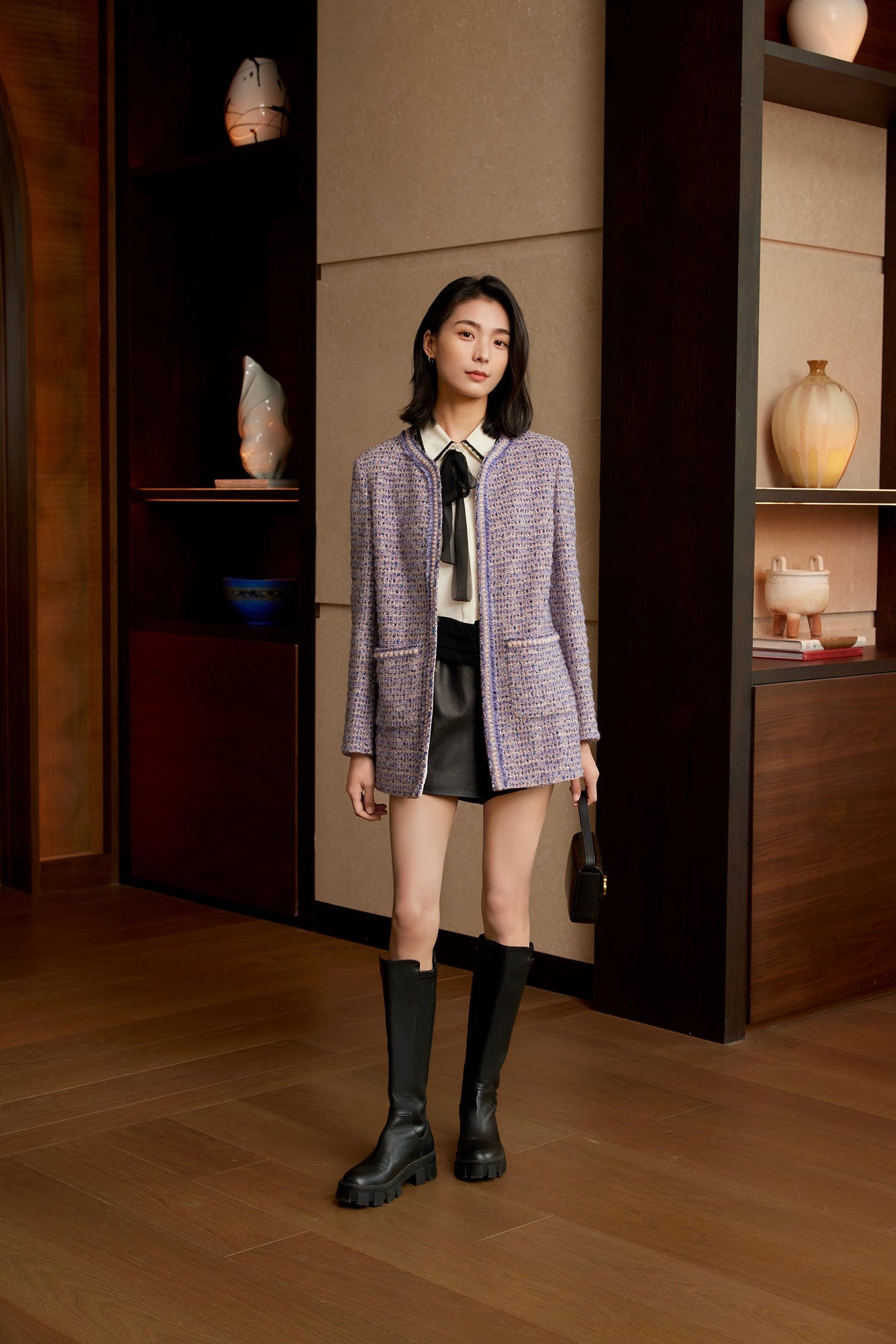 Tweed Parisian-Style Coat | Purple
